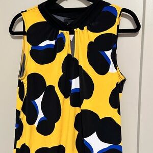 Worthington Yellow and Black Patterned Blouse